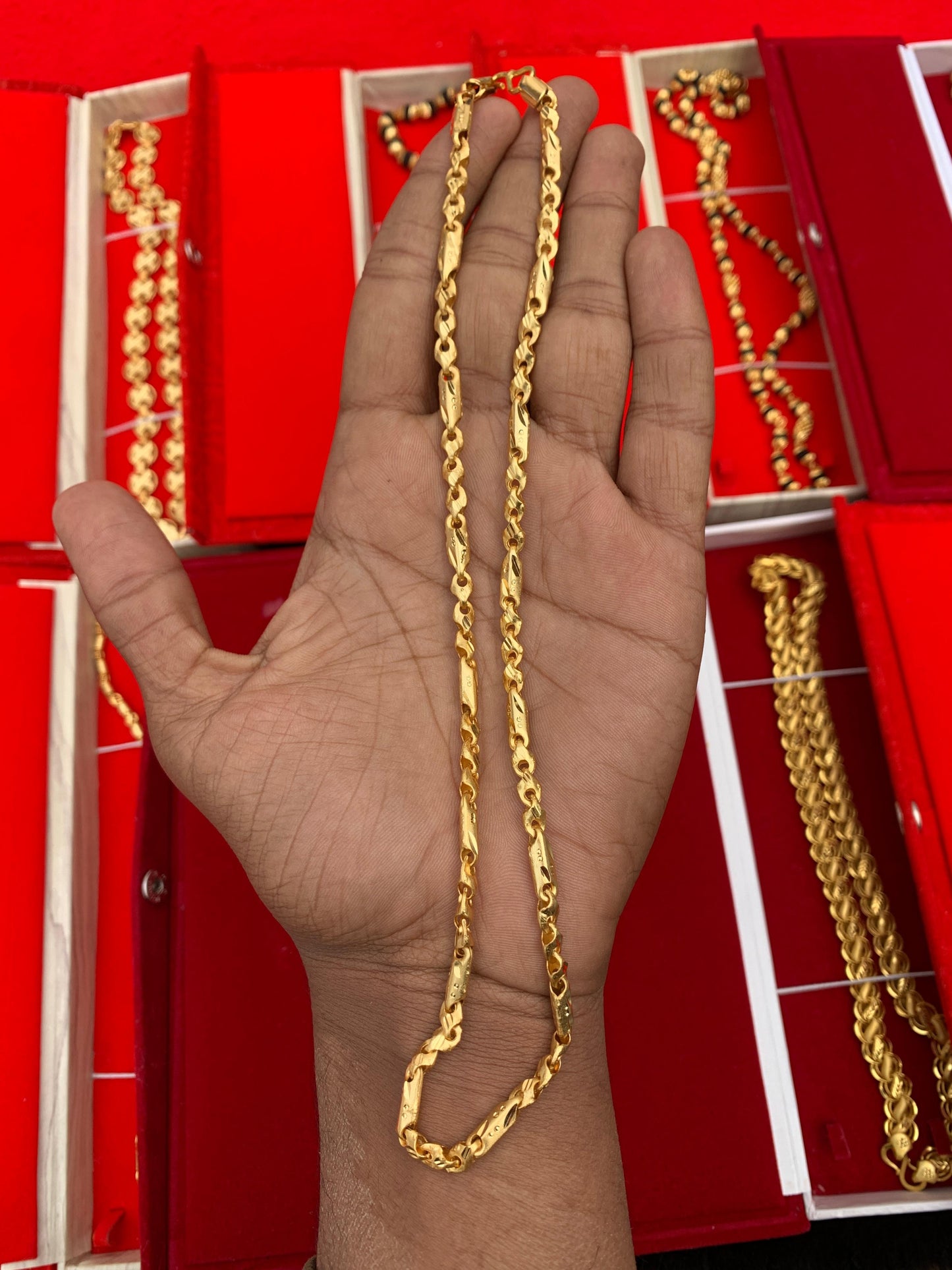 men's gold forming d mix pipe chain