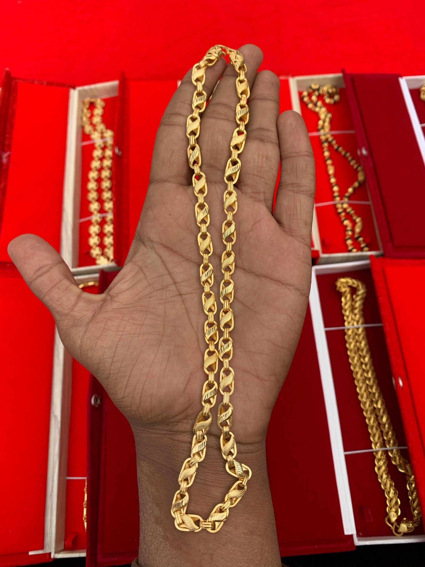 men's gold forming big block chain