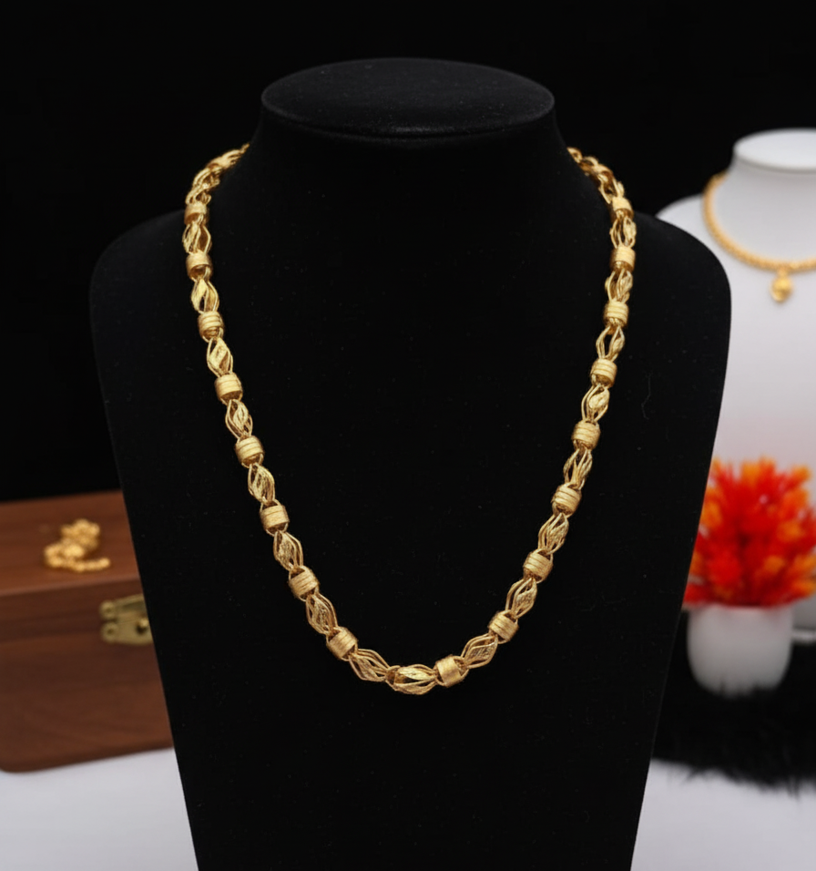 Gold Plated Interwoven Round Design Chain