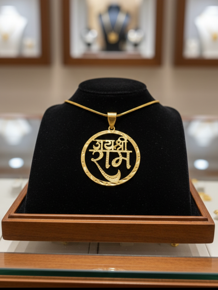 Gold 'Shri Ram' Nameplate Pendant