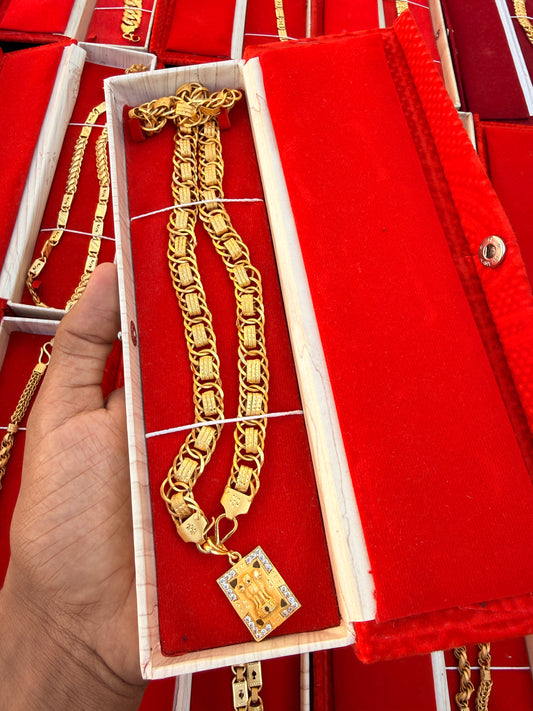 Gold Forming Chain & Ashok Stambh pandent Combo | Men's Set