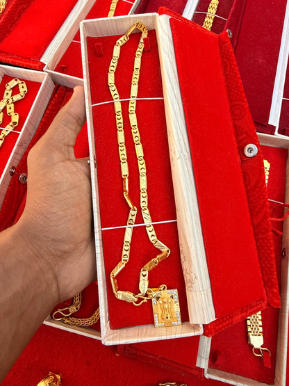 NAWABI/BISCUIT CHAIN + PANDANT COMBO
