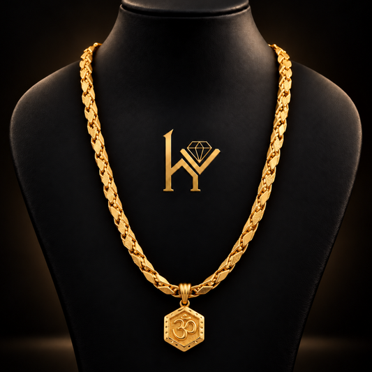 KajuKatali Chain + Om Pendant Gold Forming