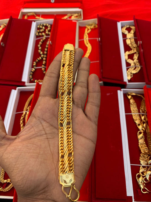 MEN'S GOLD FORMING SINGAPURI MEDIEM BRASLET