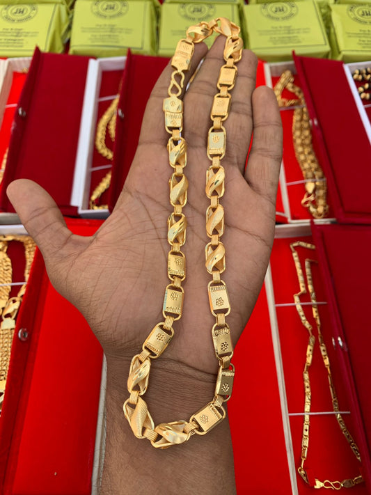 MEN'S GOLD FORMING HEAVY BLOCK CHAIIN