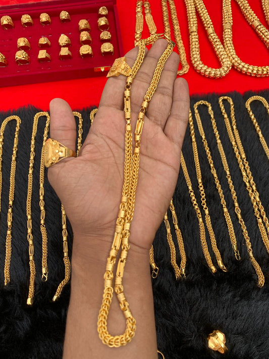 MEN'S GOLD FORMING DOUBLE MIX INDO CHAIN