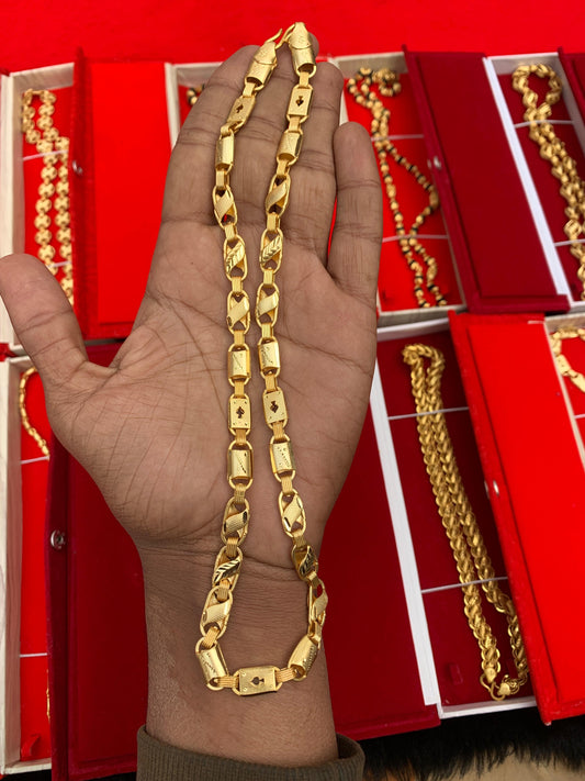 men's gold forming premium block nawabi chain