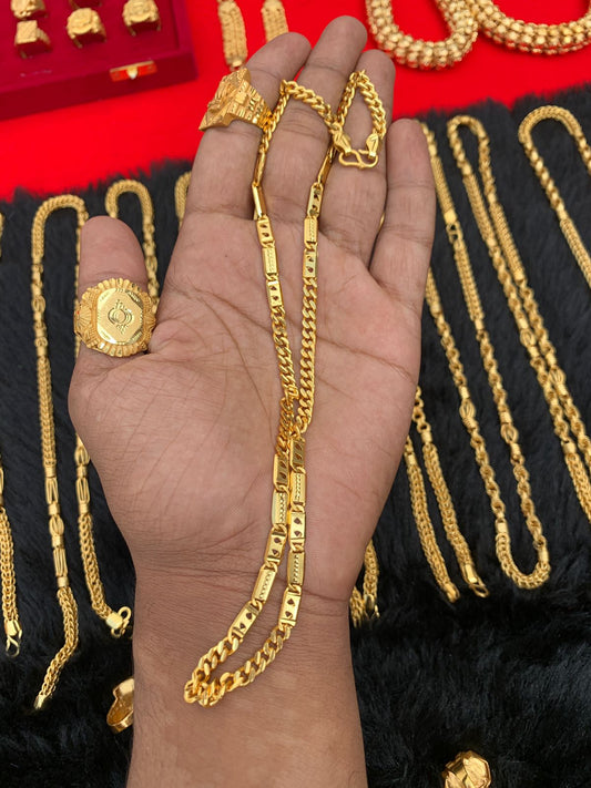 men's gold forming block nawabi chain