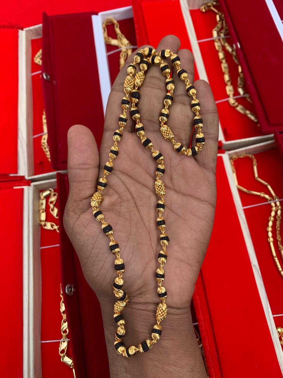 MEN'S GOLD FORMING DIAMOND RUDRAKSH MALA